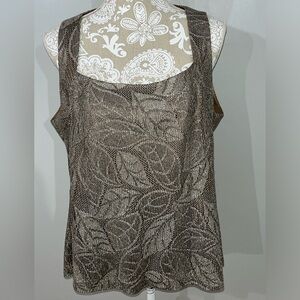 Vintage Damianou Tank Top / Sleeveless Lined / XL Silver Metallic Thread / USA